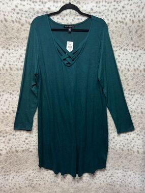 DEREK HEART PLUS RIBBED SLEEVE SWEATER DRESS